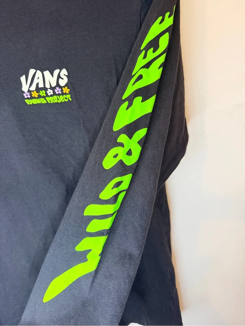 Vans Parks Project Youth L 12-14 Black Long Sleeve Tee Wild & Free Graphic